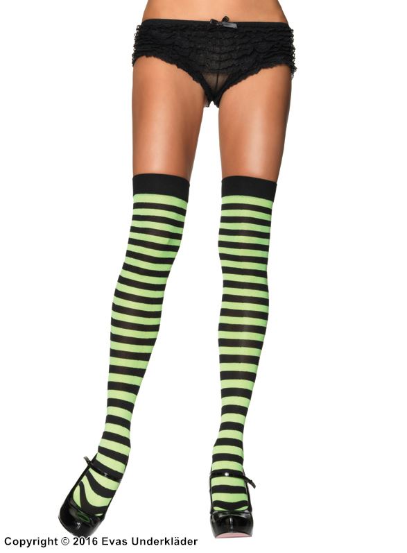 Thigh high stockings, nylon, colorful stripes